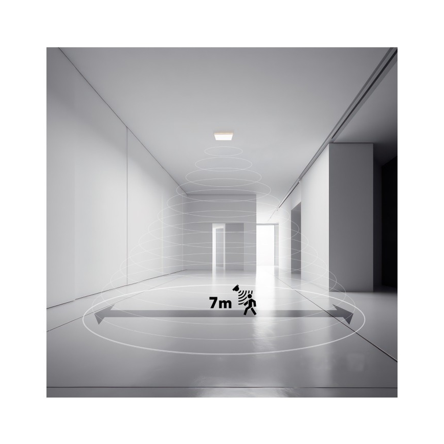 LED Badezimmerleuchte mit Bewegungs- und Dämmerungssensor NIVERA LED/18W/230V IP54 3000/4000/6000K 30x30 cm weiß + Fernbedienung