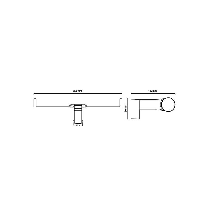 LED-Badspiegelleuchte, 8 W, 230 V, 30 cm, IP44, Hochglanz-Chrom