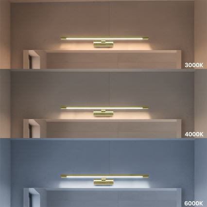 LED-Spiegelleuchte KLIMT, 12 W, 230 V, 3000/4000/6000 K, 60 cm, IP44, goldfarben