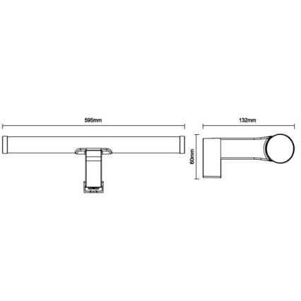 LED-Badspiegelleuchte LED/12W/230V 59,5 cm IP44 schwarz