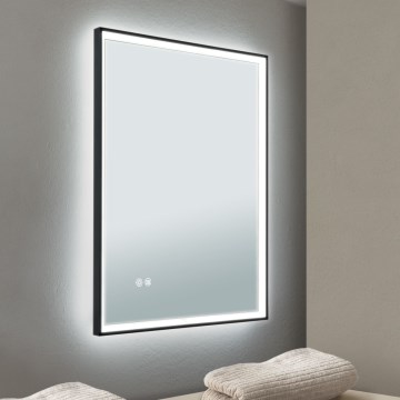 LED-beheizter Bad-Wandspiegel mit LED-Hintergrundbeleuchtung FRAME LED/48W/230V 3000/4000/6000K 60x45 cm IP44