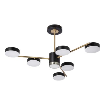 LED-Deckenleuchte an Stange 6xLED/7W/230V + LED/6W 3000 - 6000K d 69 cm golden/schwarz
