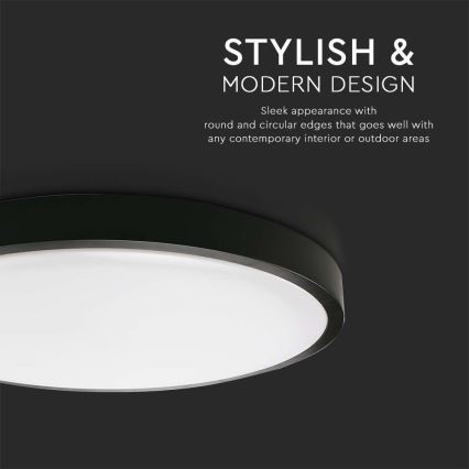 LED-Deckenleuchte für Badezimmer LED/18W/230V 3000K IP44 d 22,5 cm schwarz