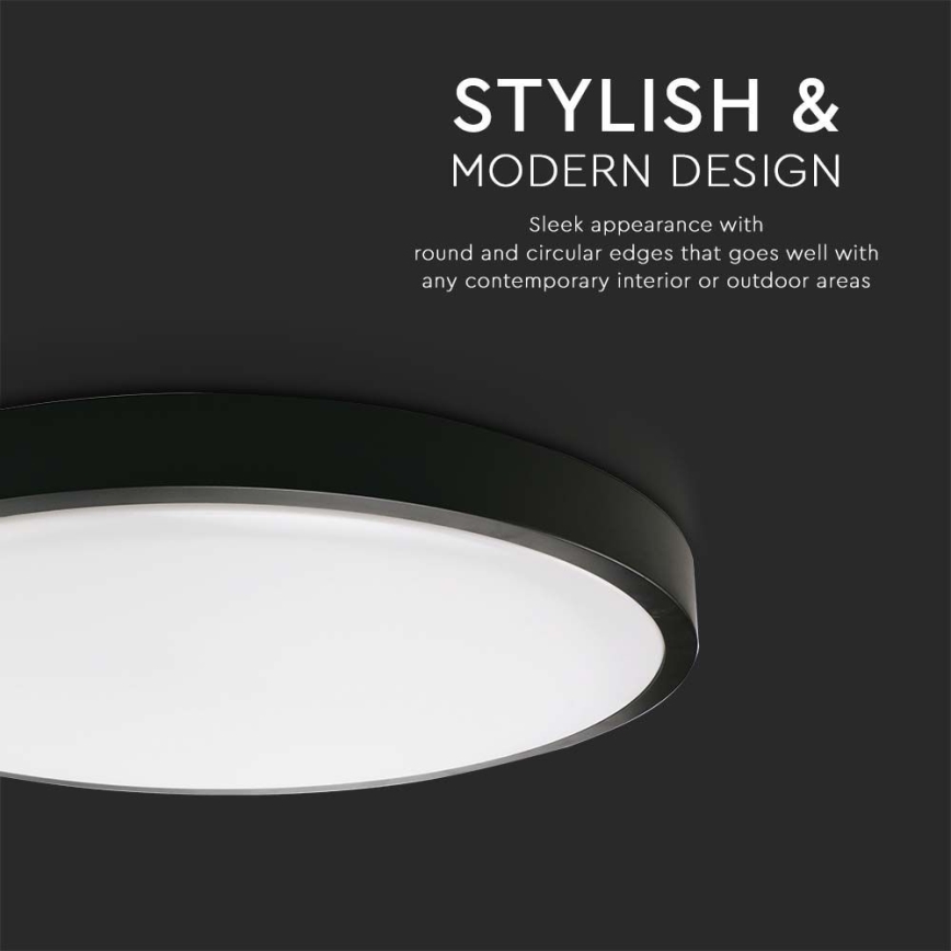 LED-Deckenleuchte für Badezimmer LED/18W/230V 3000K IP44 d 22,5 cm schwarz