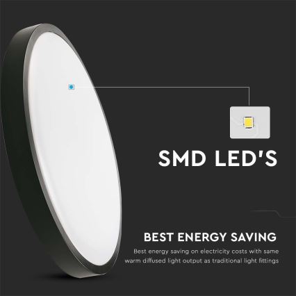 LED-Deckenleuchte für Badezimmer LED/18W/230V 3000K IP44 d 22,5 cm schwarz
