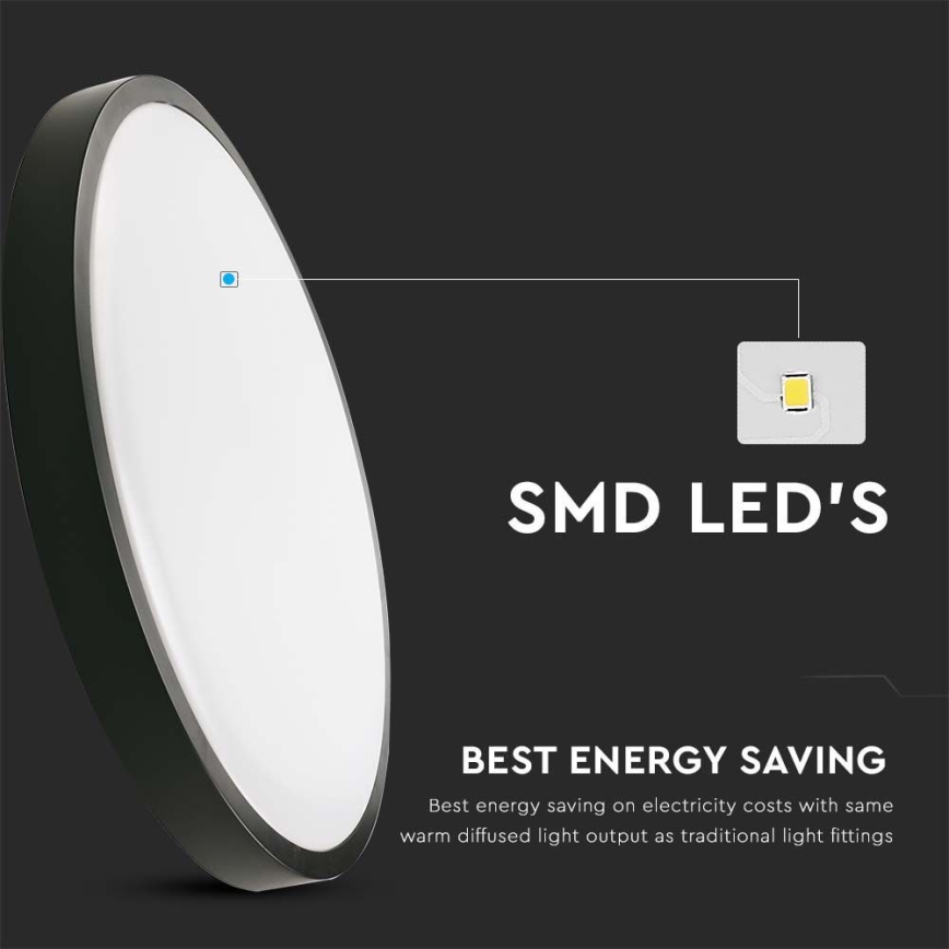 LED-Deckenleuchte für Badezimmer LED/18W/230V 3000K IP44 d 22,5 cm schwarz