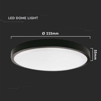 LED-Deckenleuchte für Badezimmer LED/18W/230V 3000K IP44 d 22,5 cm schwarz