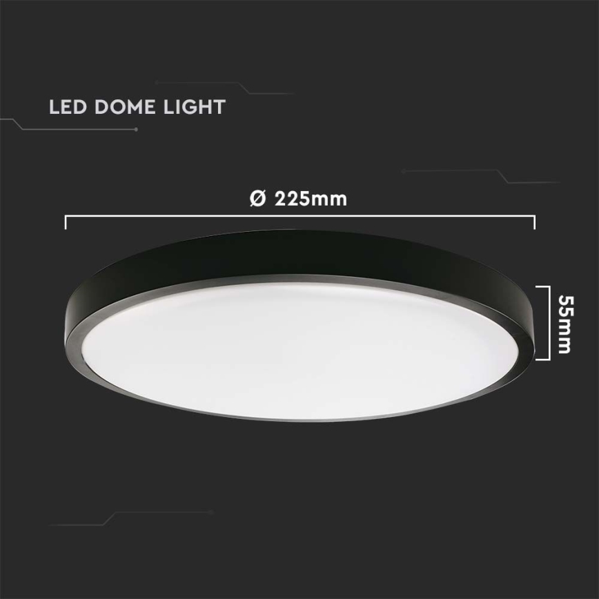 LED-Deckenleuchte für Badezimmer LED/18W/230V 3000K IP44 d 22,5 cm schwarz