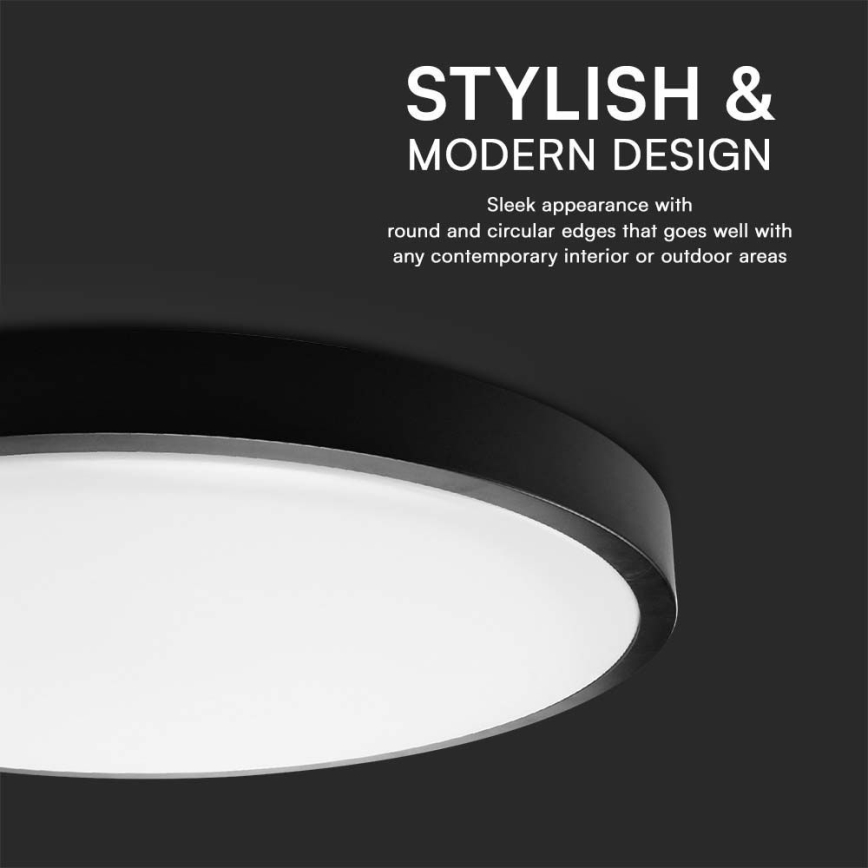 LED-Deckenleuchte für Badezimmer LED/24W/230V 6500K IP44 d 29,5 cm schwarz