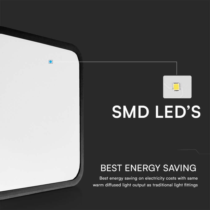 LED-Deckenleuchte für Badezimmer SAMSUNG CHIP LED/48W/230V IP44 4000K 42x42 cm schwarz