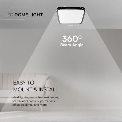 LED-Deckenleuchte für Badezimmer SAMSUNG CHIP LED/48W/230V IP44 4000K 42x42 cm schwarz