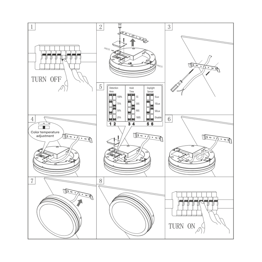 LED-Deckenleuchte für Badezimmer mit Sensor ELLÉ LED/24W/230V 3000/4000/6500K d 26 cm IP54 anthrazit