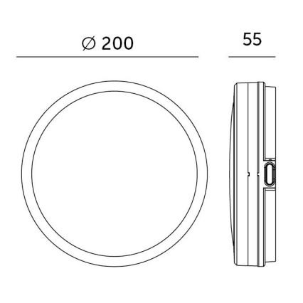 LED-Deckenleuchte für Badezimmer mit Sensor LED/12W/230V 3000/4000/6500K IP65 d 20 cm schwarz + Fernbedienung