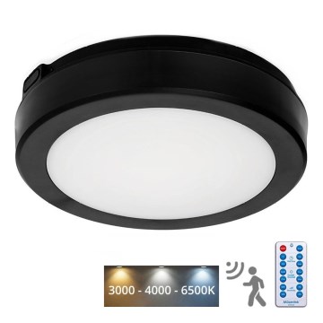 LED-Deckenleuchte für Badezimmer mit Sensor NAIROS LED/12W/230V IP65 3000/4000/6500K d 20 cm schwarz + Fernbedienung