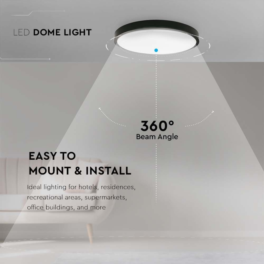 LED-Deckenleuchte fürs Badezimmer LED/18W/230V 3000K IP44 schwarz