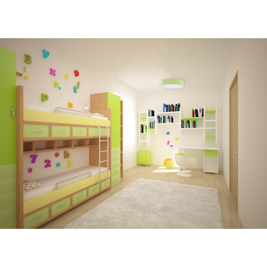 LED Kinder-Deckenleuchte GALAXY KIDS LED/24W/230V grün/weiß mit Punkten