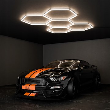 LED Deckenleuchte HEXAGON 350W 85-265V 6500K 313x298 cm CRI 90 IP54 weiß