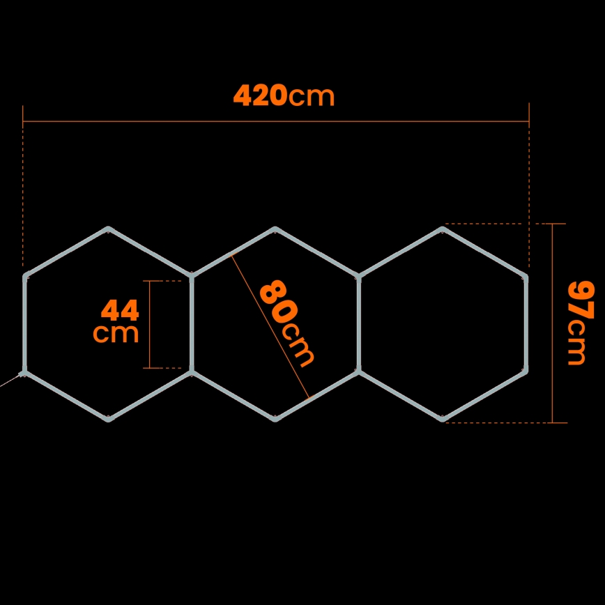 LED-Deckenleuchte HEXAGON LED/128W/85-265V 4000K 248x97 cm CRI 90 IP54 weiß