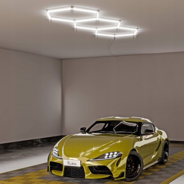 LED-Deckenleuchte HEXAGON LED/128W/85-265V 6000K 248x97 cm CRI 90 IP54 weiß