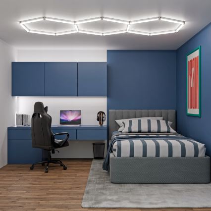 LED-Deckenleuchte HEXAGON LED/128W/85-265V 6000K 248x97 cm CRI 90 IP54 weiß