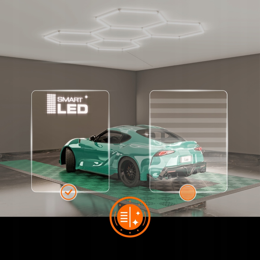 LED-Deckenleuchte HEXAGON LED/128W/85-265V 6000K 248x97 cm CRI 90 IP54 weiß