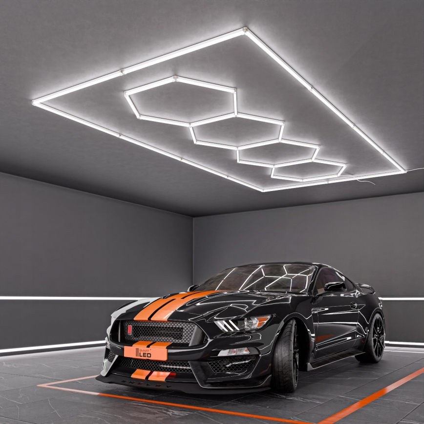 LED Deckenleuchte HEXAGON LED/384W/85-265V 6500K 484x243 cm CRI 90 IP54 weiß