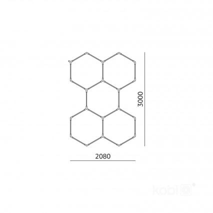 LED-Deckenleuchte HEXLINE, 216 W, 230 V, 6500 K, 208x300 cm, weiß