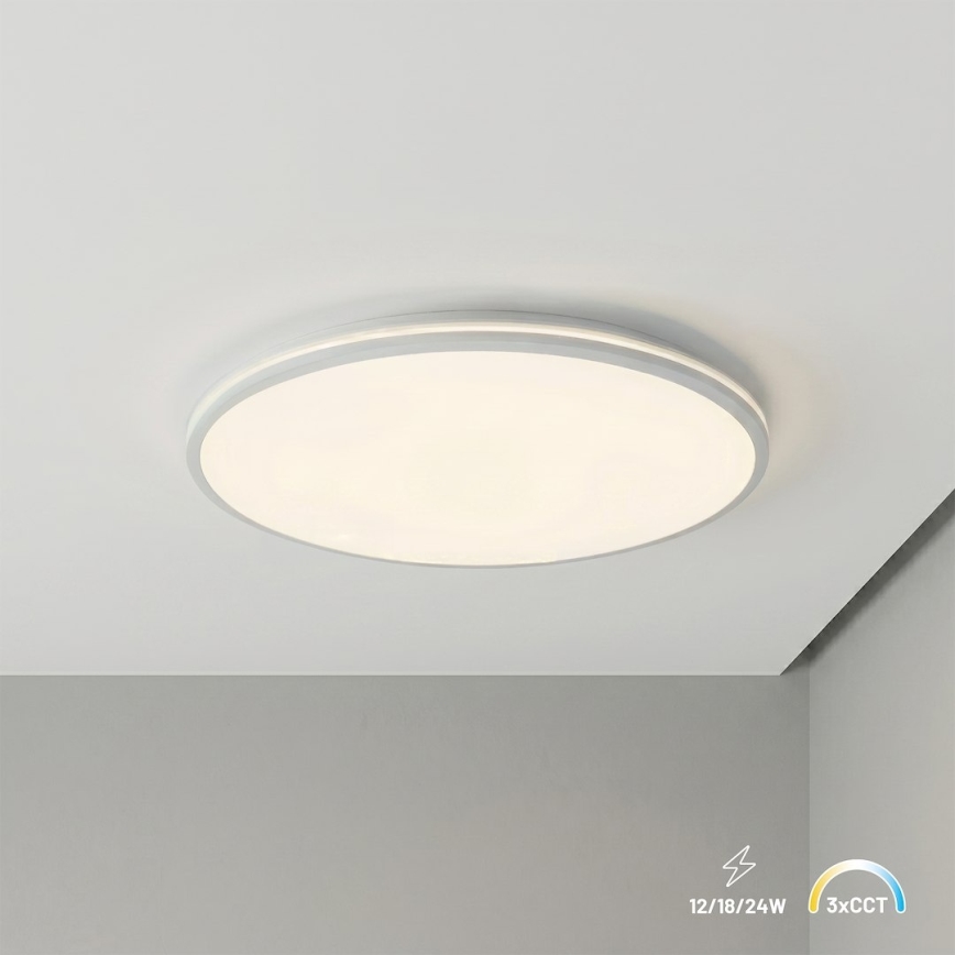 LED-Deckenleuchte HUGO LED/12/18/24W/230V 3000/4000/6500K Ø 30 cm IP54 weiß