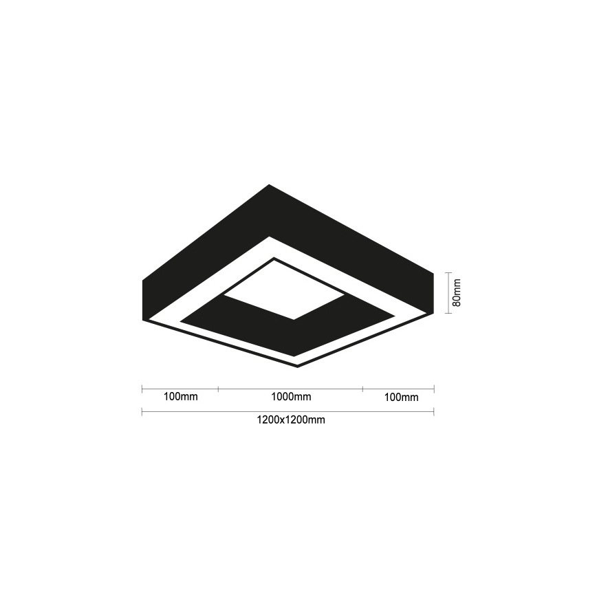 LED Deckenleuchte LED/150W/230V 3000/4000/6500K 120x120 cm schwarz