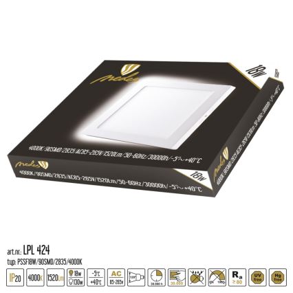 LED-Deckenleuchte LED/18W/230V 4000K 22,5x22,5 cm