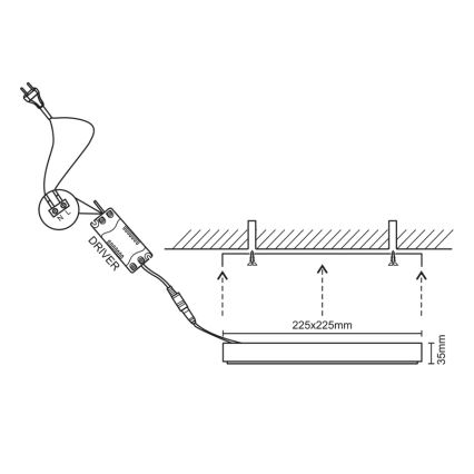 LED-Deckenleuchte LED/18W/230V 4000K 22,5x22,5 cm