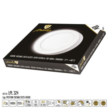 LED-Deckenleuchte LED/18W/230V 4000K d 22,5 cm