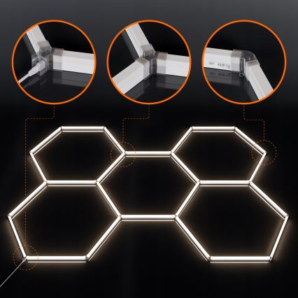 LED Deckenleuchte HEXAGON LED/192W/85-265V 4000K 298x209 cm CRI 90 IP54 weiß