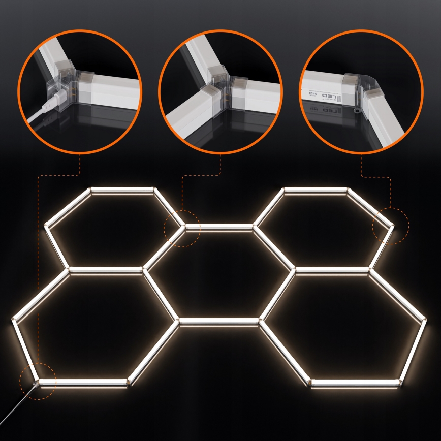 LED Deckenleuchte HEXAGON LED/192W/85-265V 4000K 298x209 cm CRI 90 IP54 weiß