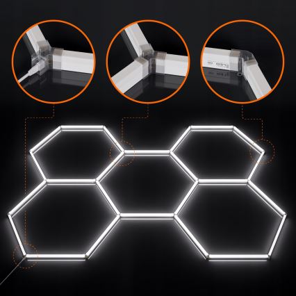 LED-Deckenleuchte HEXAGON LED/192W/85-265V 6500K 298x209 cm CRI 90 IP54 weiß