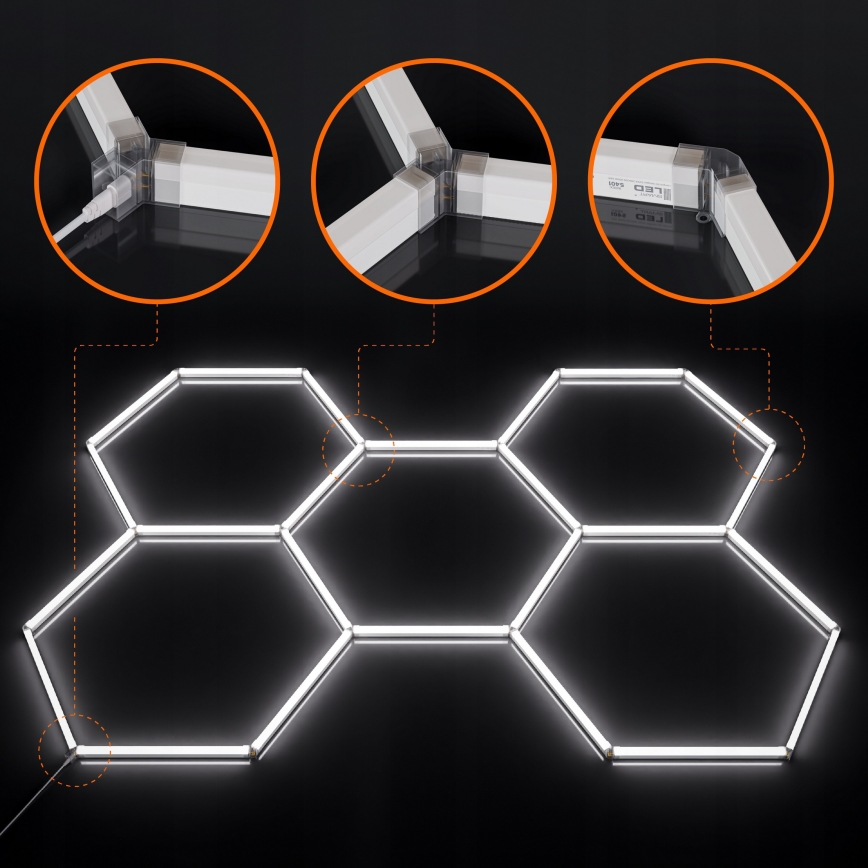 LED-Deckenleuchte HEXAGON LED/192W/85-265V 6500K 298x209 cm CRI 90 IP54 weiß