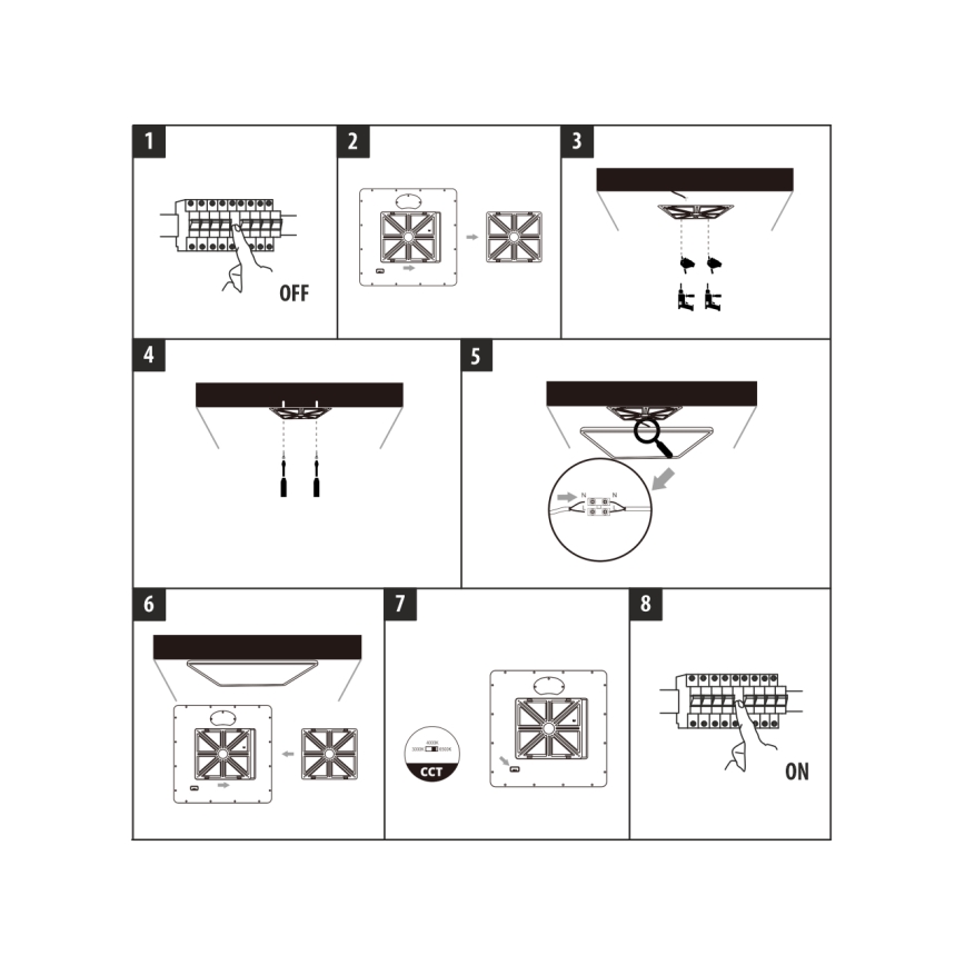 LED-Deckenleuchte LED/24W/230V 3000/4000/6500K 30x30 cm schwarz