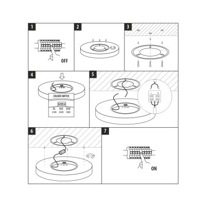LED-Deckenleuchte LED/24W/230V 3000/4000/6500K Ø 30 cm schwarz