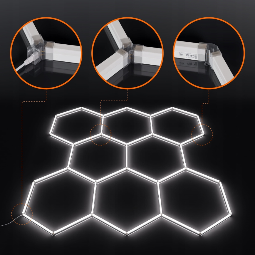 LED-Deckenleuchte HEXAGON LED/280W/85-265V 6500K 313x298 cm CRI 90 IP54 weiß