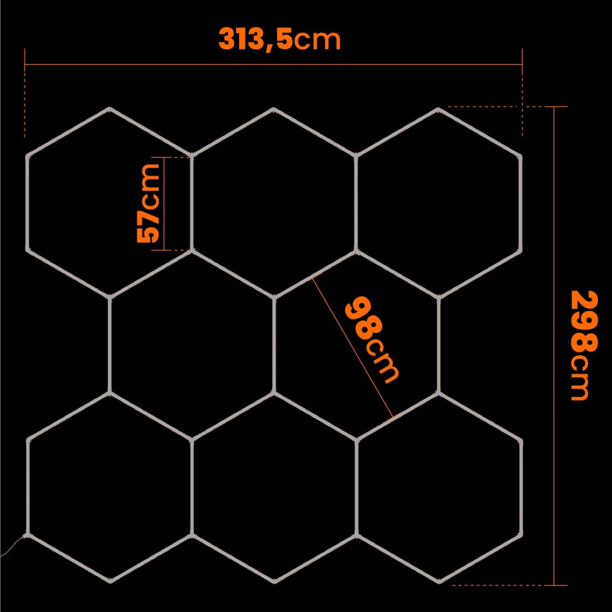 LED Deckenleuchte HEXAGON LED/350W/85-265V 6500K 313x298 cm CRI 90 IP44 weiß