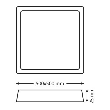 LED-Deckenleuchte LED/40W/230V 3000/4000/6500K 50x50 cm schwarz