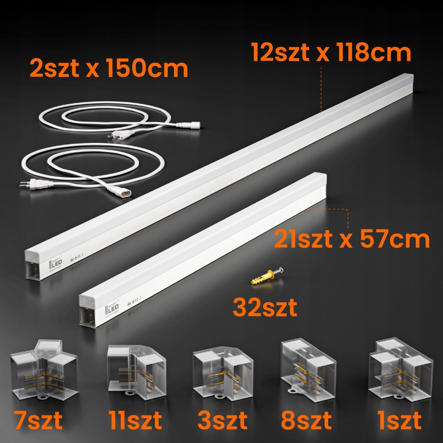 LED-Deckenleuchte HEXAGON LED/426W/85-265V 4000K 484x243 cm CRI 90 IP44 weiß