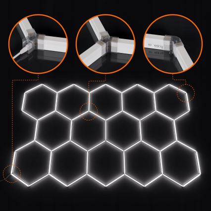 LED-Deckenleuchte HEXAGON LED/456W/85-265V 4000K 522x298 cm CRI 90 IP54 weiß