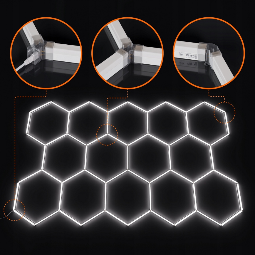 LED-Deckenleuchte HEXAGON LED/456W/85-265V 4000K 522x298 cm CRI 90 IP54 weiß