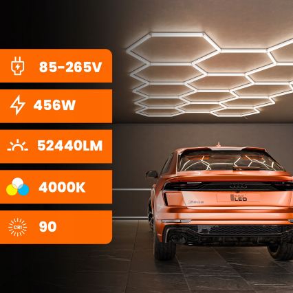 LED-Deckenleuchte HEXAGON LED/570W/85-265V 4000K 522x298 cm CRI 90 IP44 weiß