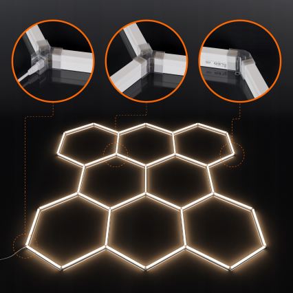 LED-Deckenleuchte HEXAGON LED/570W/85-265V 6500K 522x298 cm CRI 90 IP54 weiß