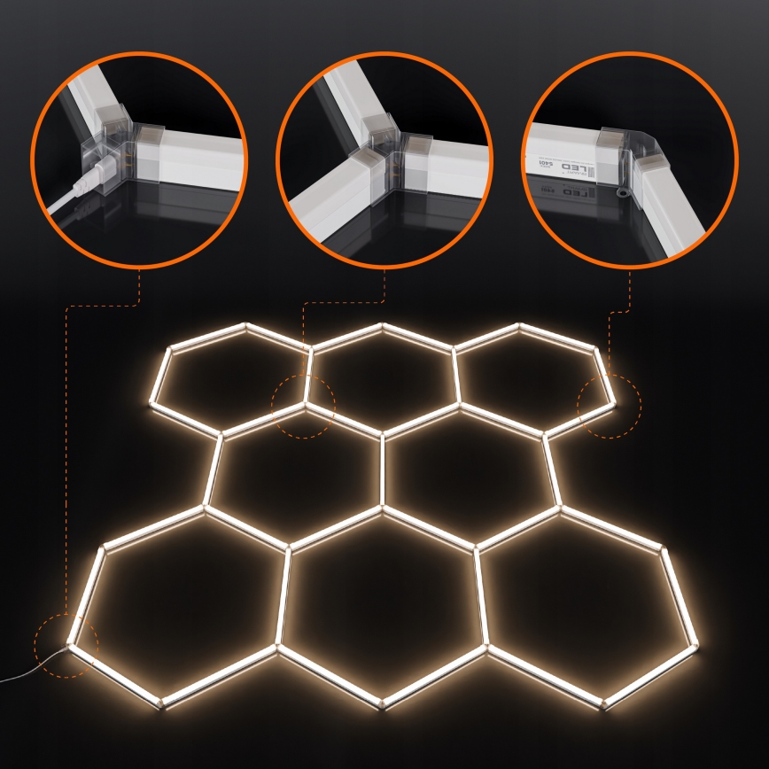 LED-Deckenleuchte HEXAGON LED/570W/85-265V 6500K 522x298 cm CRI 90 IP54 weiß