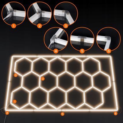 LED-Deckenleuchte HEXAGON LED/696W/85-265V 4000K 484x243 cm CRI 90 IP44 weiß