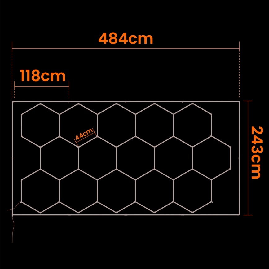 LED-Deckenleuchte HEXAGON LED/696W/85-265V 4000K 484x243 cm CRI 90 IP44 weiß
