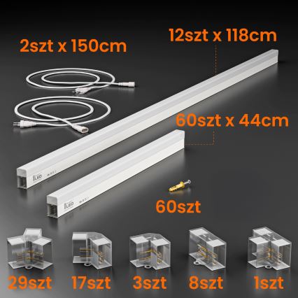 LED Deckenleuchte HEXAGON LED/696W/85-265V 6500K 484x243 cm CRI 90 IP44 weiß